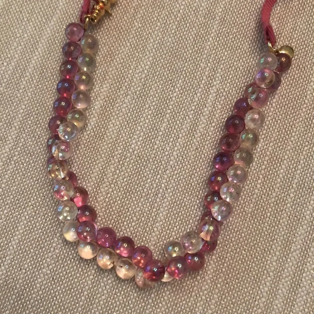 J.Crew Crewcuts | Iridescent Beaded Grosgrain Necklace | 40” Adjustable